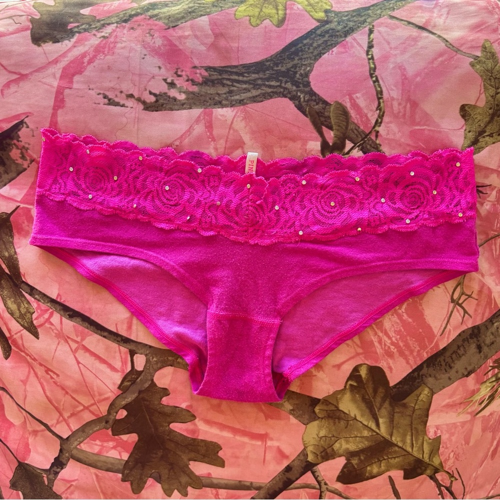 victoria's secret pink sexy girl's women's hot pink lace lingerie y2k